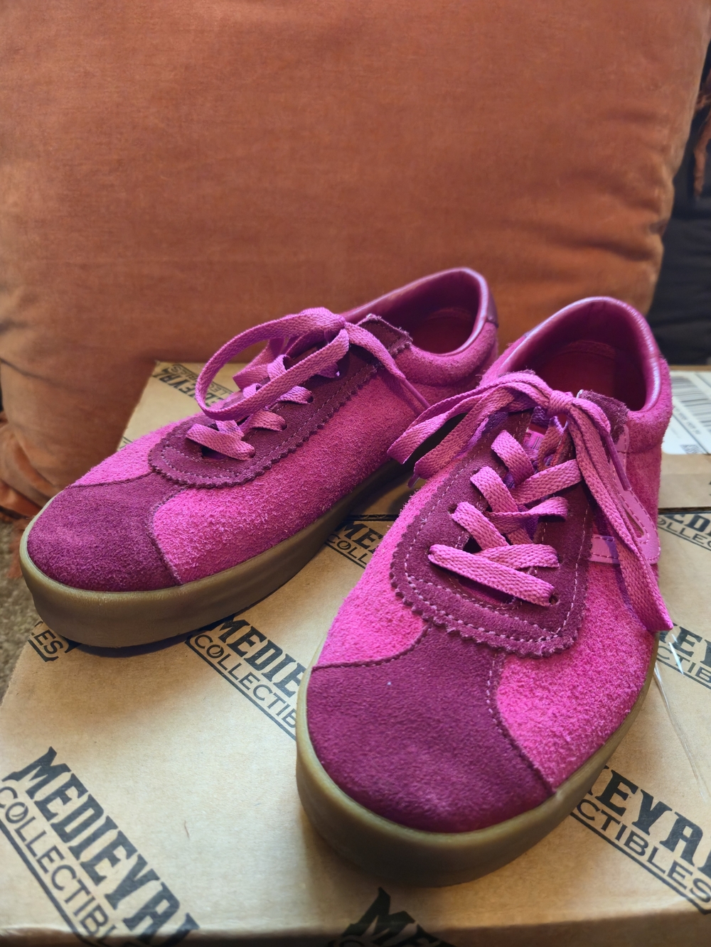 Vans Pink Suede Two-Tone Lace-Up Sneakers